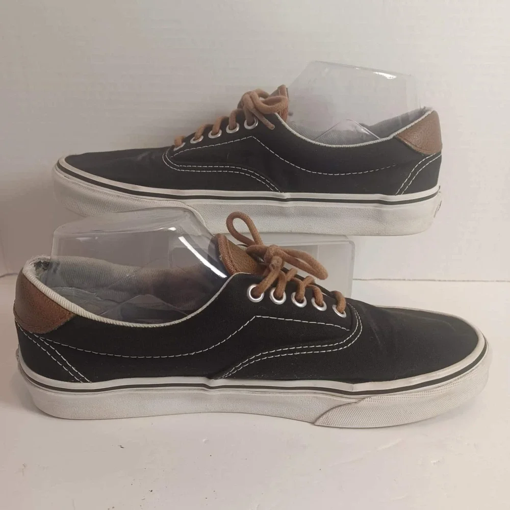 Vans Era Black Low Top Sneakers Leather‎ Heel Casual Shoes Women's 9.5 Men's  8